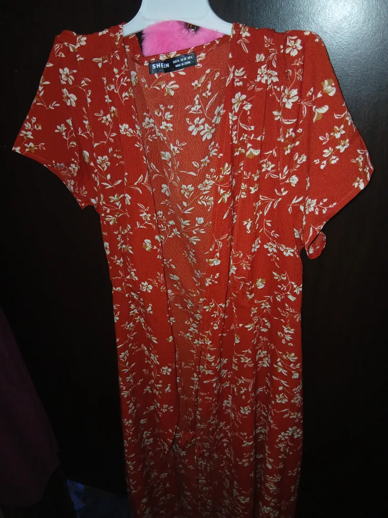 Shein Floral Print Wrap Dress - Size M thumbnail