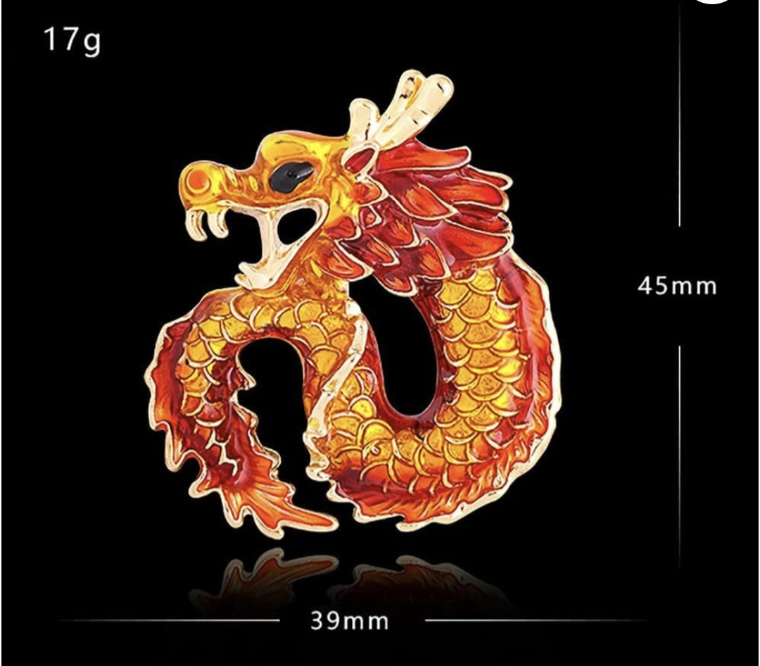 Metal Dragon Brooch Pin - Red/Gold - photo 5