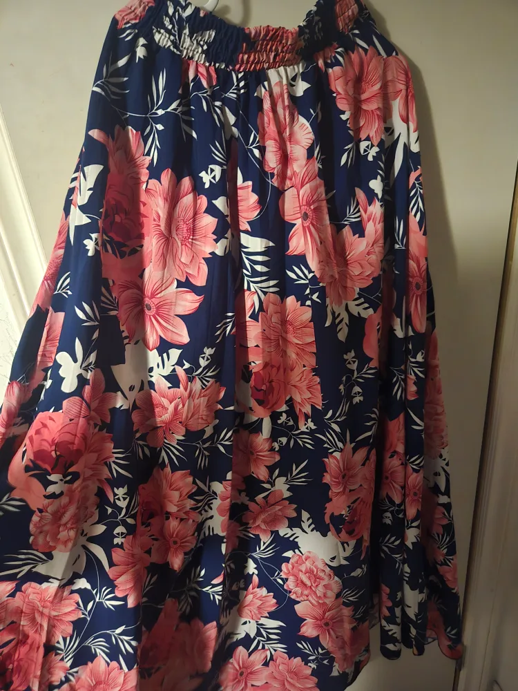 Floral Print Maxi Skirt - Blue & Pink thumbnail