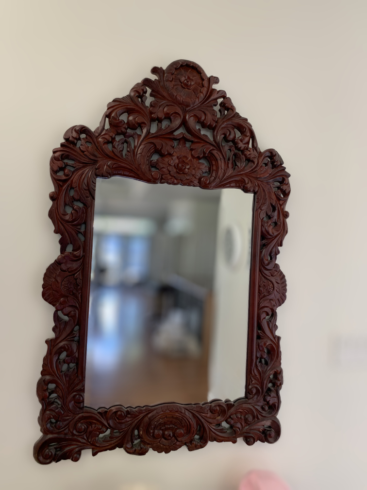 Ornate Carved Wood Wall Mirror