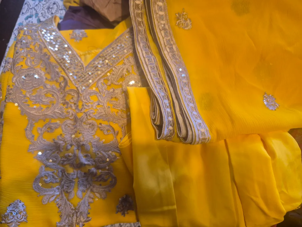Yellow Embroidered Salwar Kameez image indicator(5)