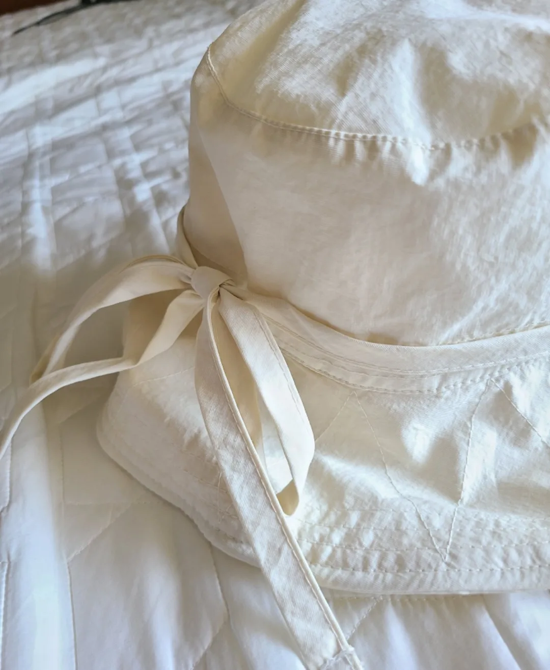 Cream Bucket Hat with Tie Detail image indicator(3)