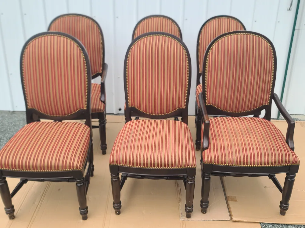 Set of 6 Antique Striped Dining Chairs image indicator(2)