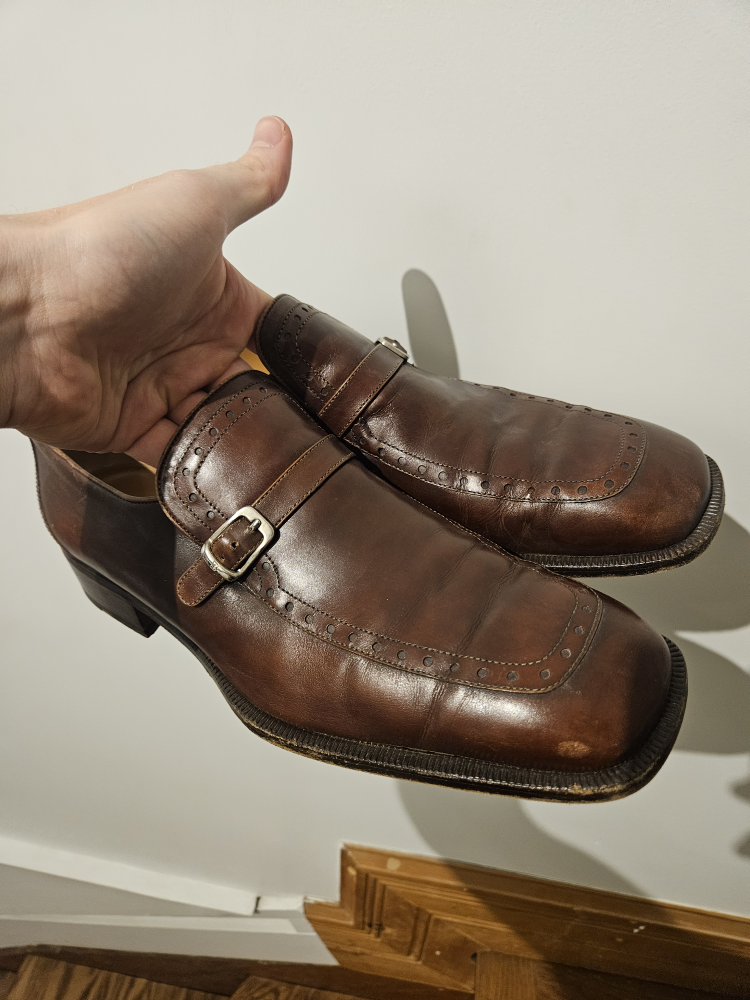 Bally Brown Leather Monk Strap Loafers - Size 10