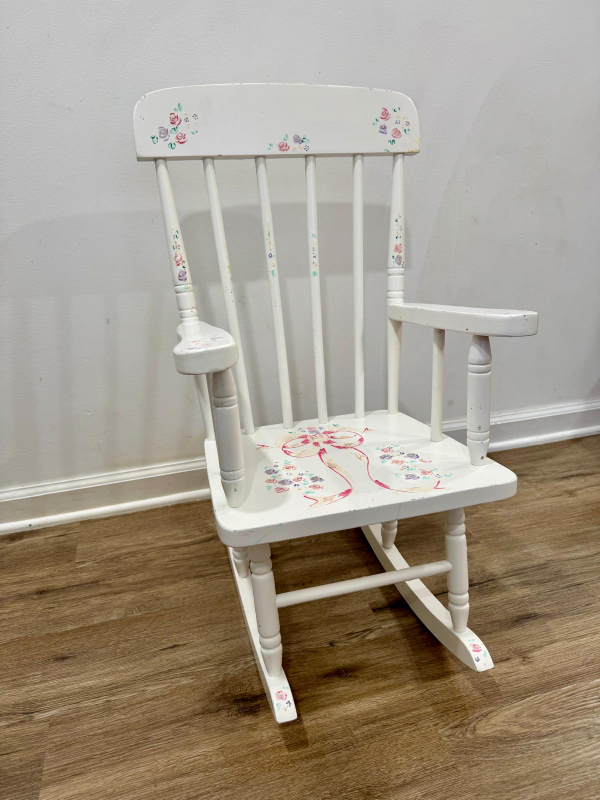 White Wooden Kids Rocking Chair