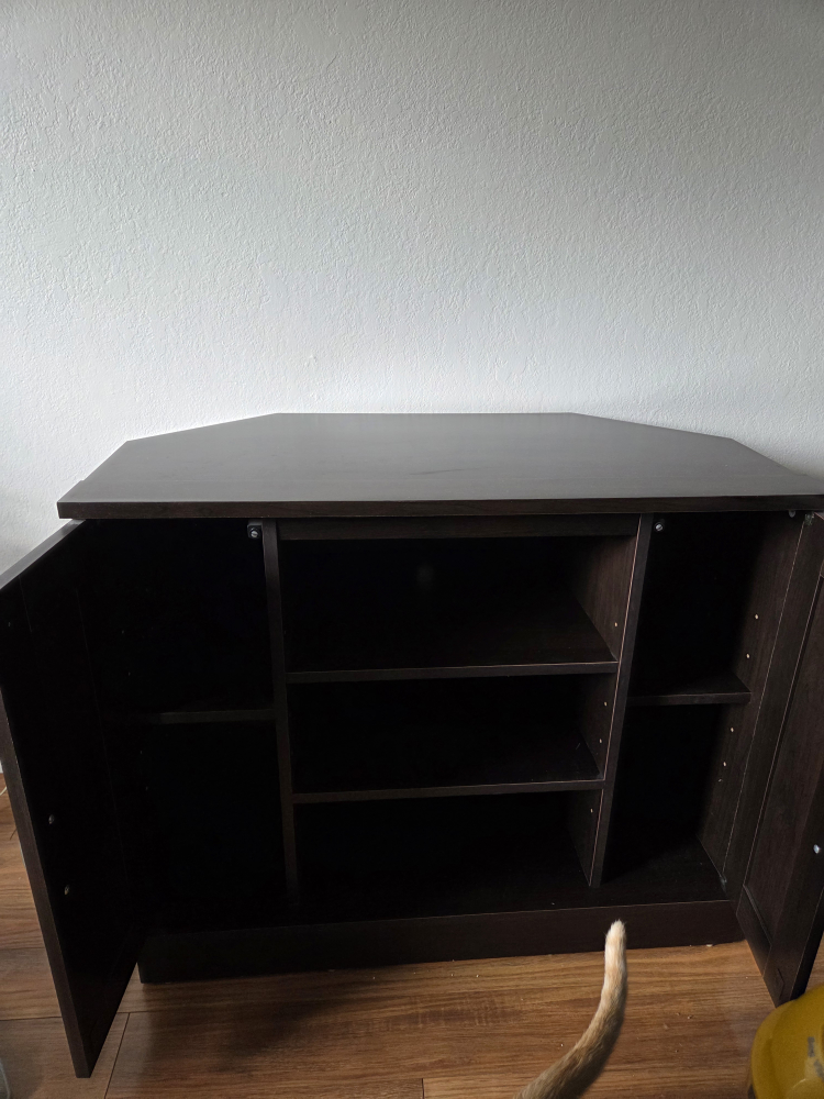 Dark Brown Corner TV Stand Cabinet
