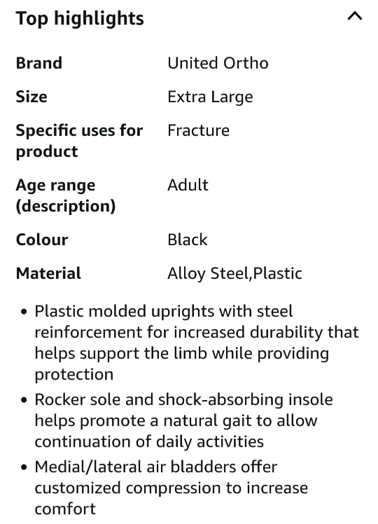 United Ortho Short Air Cam Walker Fracture Boot image indicator(10)
