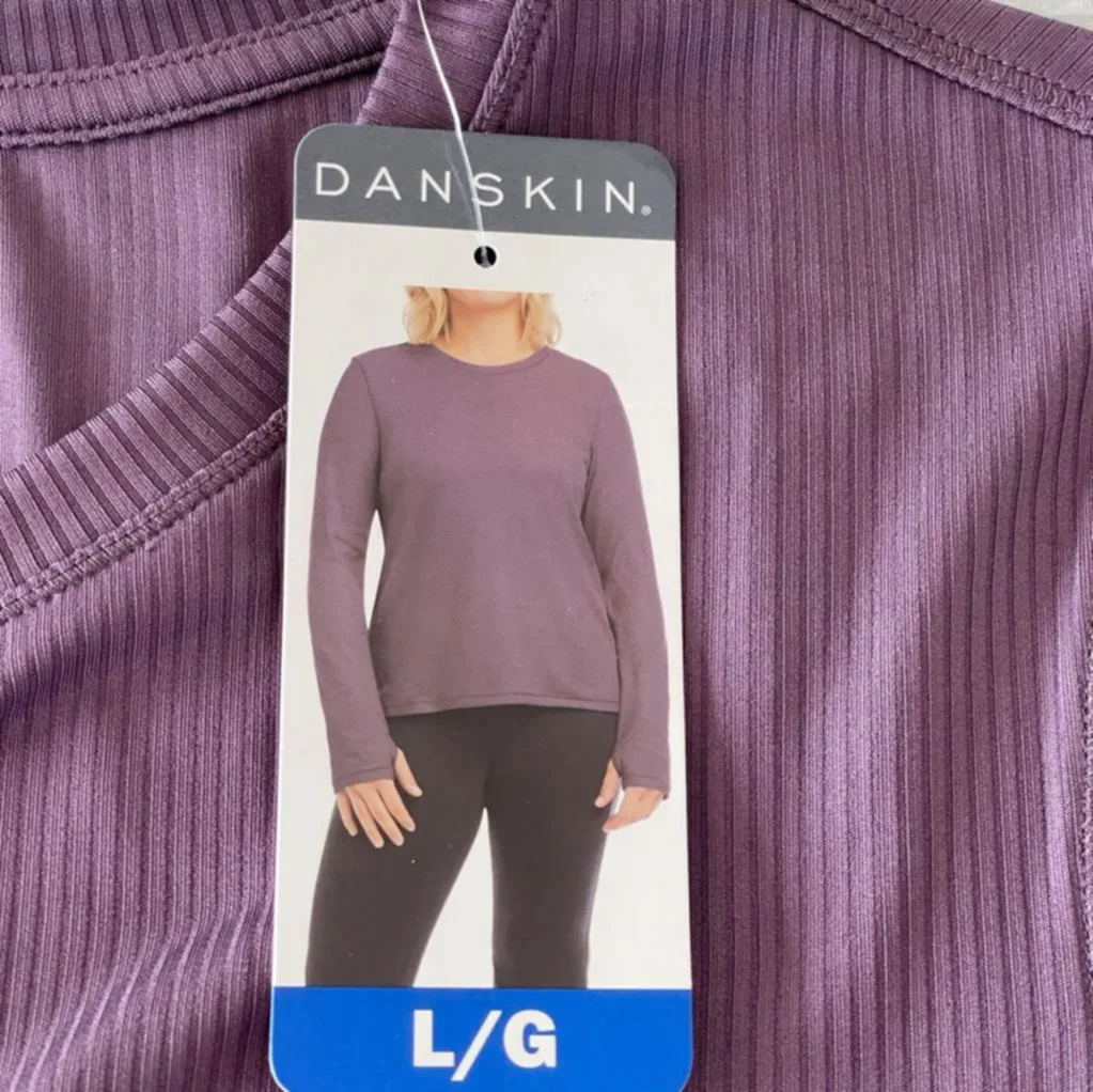 Purple Danskin Women's Ribbed Long Sleeve Top image indicator(5)