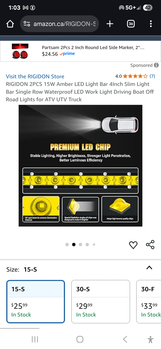 RIGIDON 2PCS 15W Amber LED Light Bar - photo 3