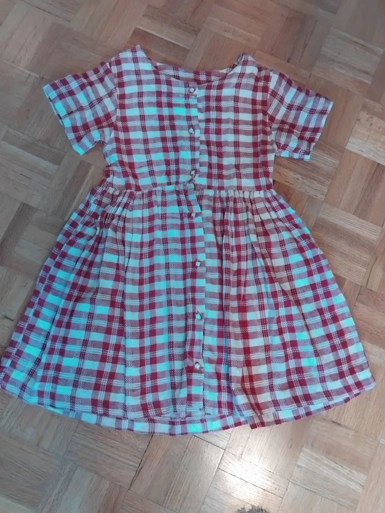 Girls Red & White Plaid Dress thumbnail