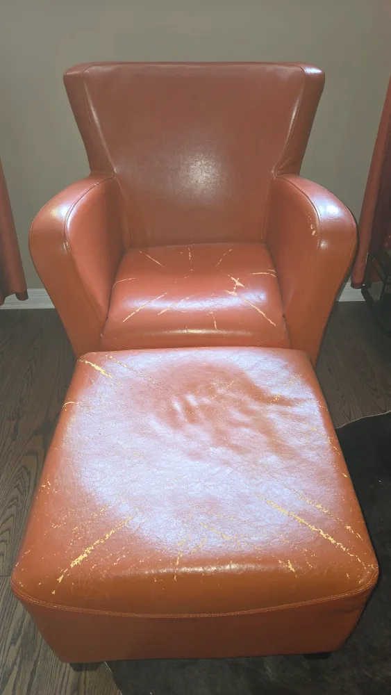 Leather Armchair and Ottoman Set thumbnail