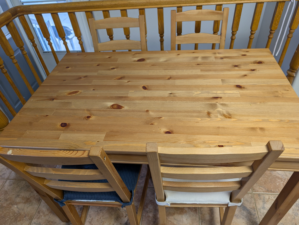 IKEA Solid Wood Dining Table & 4 Chairs