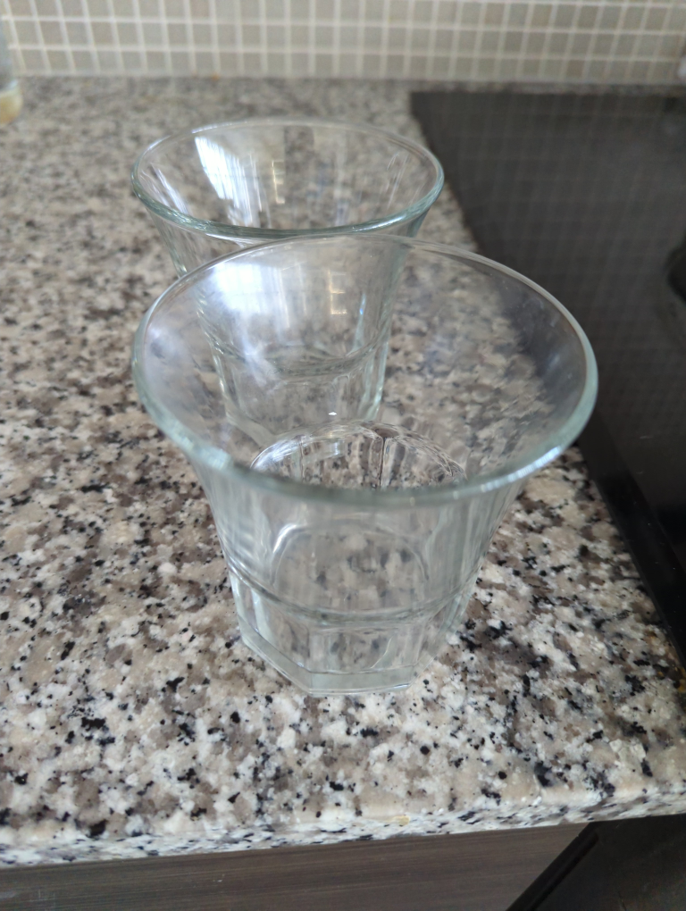 Two Clear Glass Drinking Glasses