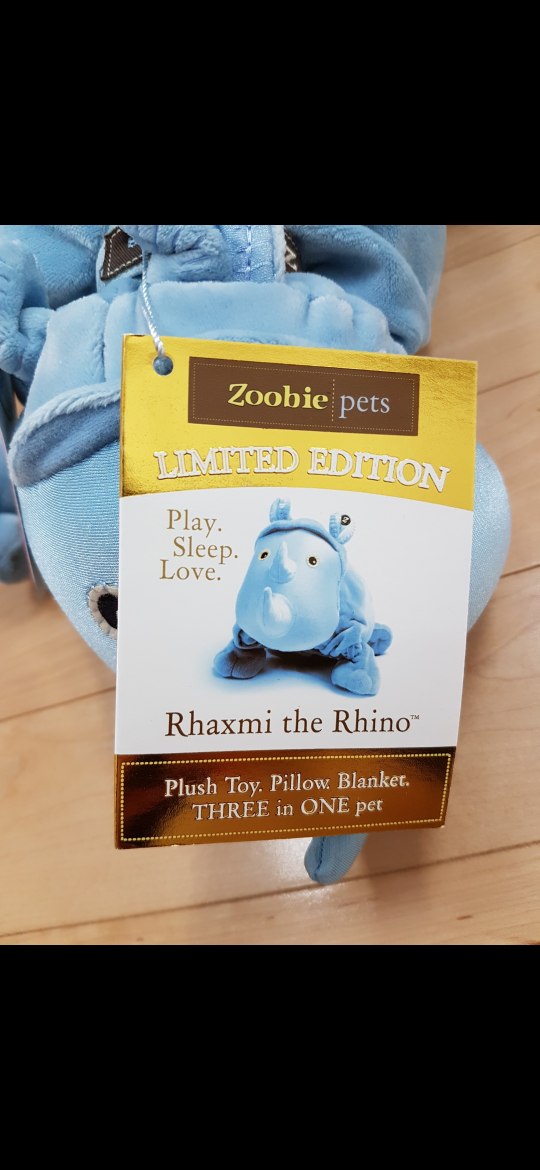 Zoobie Pets Rhaxmi the Rhino Plush Toy, Pillow, Blanket - photo 3