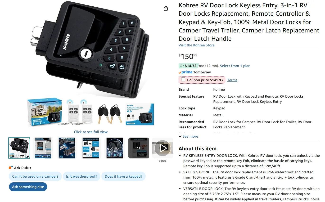 RV Door Lock Keyless Entry BNIB image indicator(2)