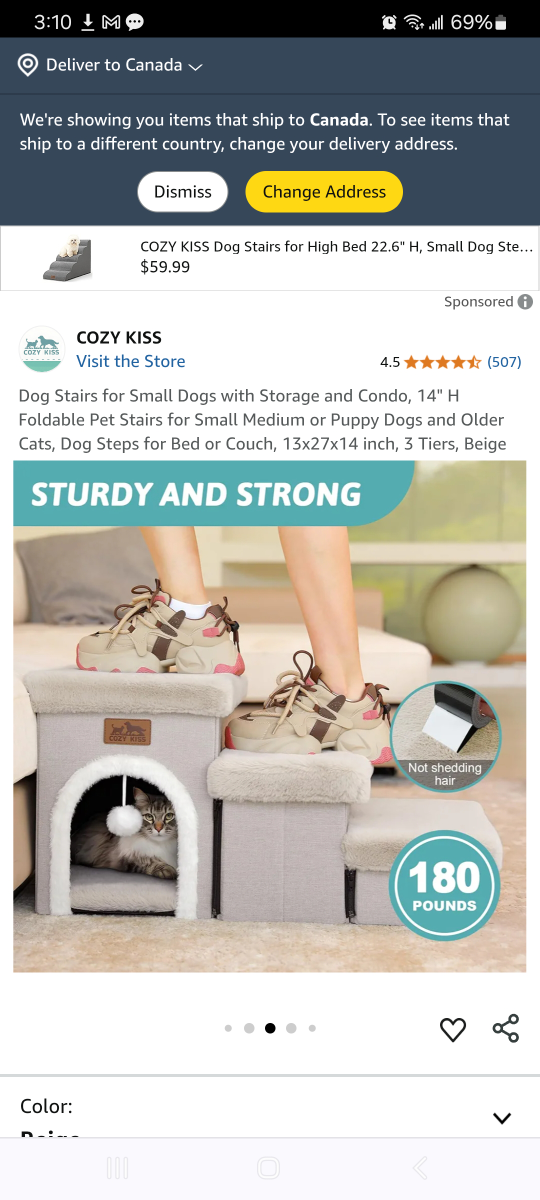 Cozy Kiss Dog Stairs w/ Storage - beige - photo 4