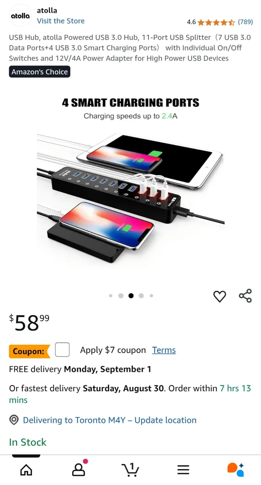 Atolla USB 3.0 Hub, 11-Port USB Splitter image indicator(4)