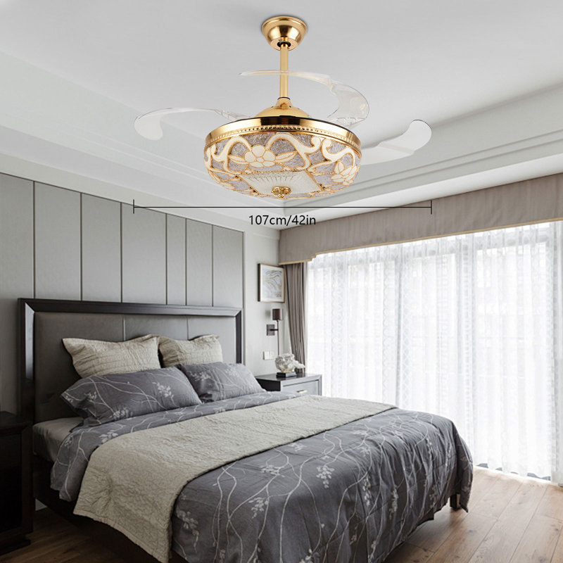 Gold Floral Ceiling Fan with Light (42in) - photo 2