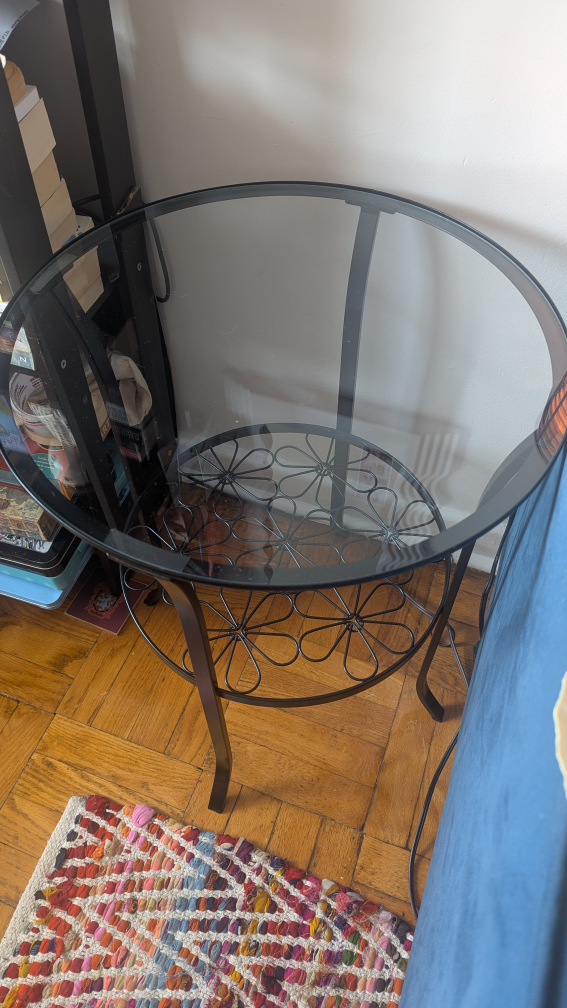 Round Glass Top Side Table - photo 2