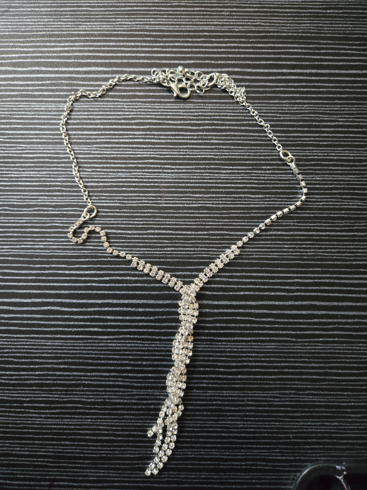Silver Rhinestone Tassel Necklace - photo 2