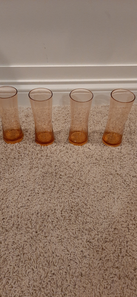 Set of 4 Amber Wheat grass design Glass Vases - photo 2
