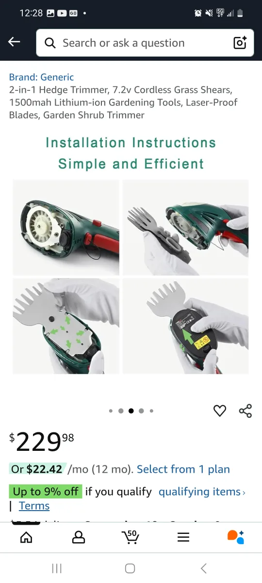 2-in-1 Cordless Grass Shear & Hedge Trimmer image indicator(5)