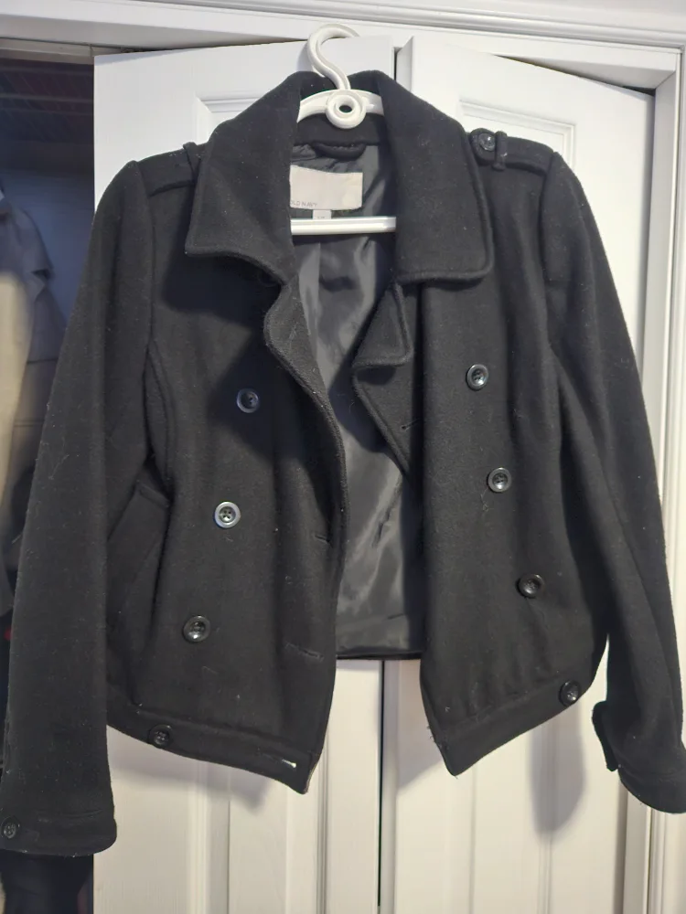 Old Navy Black Pea Coat - Size S image indicator(2)