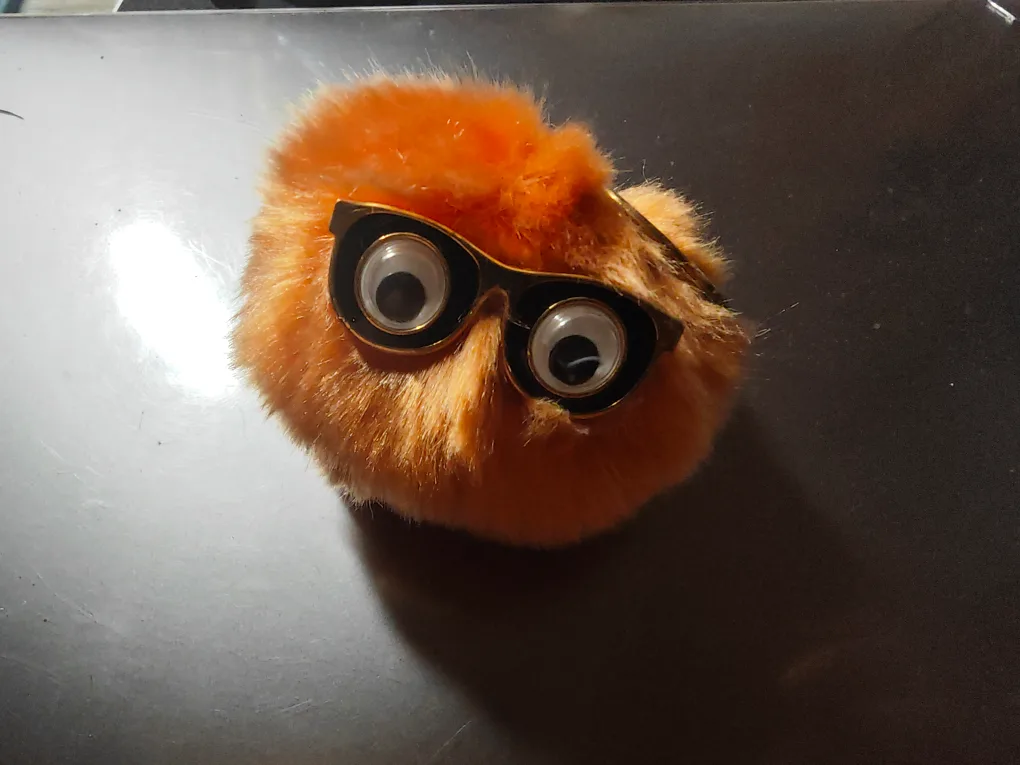 Orange Furry Pom Pom Keychain thumbnail