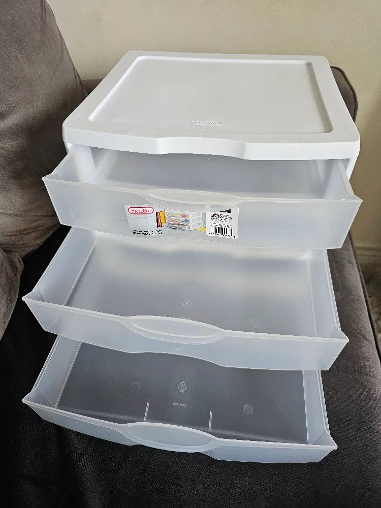 Sterilite 3-Drawer Wide Storage Unit, White FAST PICK-UP image indicator(3)