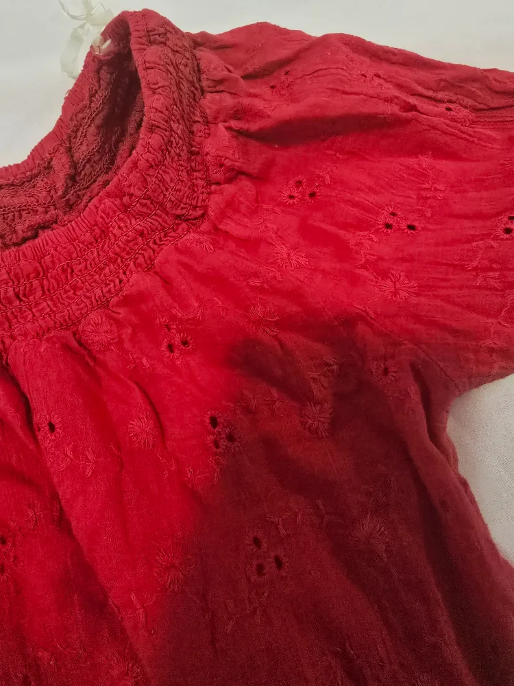 Red Eyelet Top - Size Small thumbnail