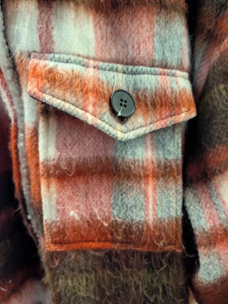 ICHI Plaid Sherpa Lined Jacket - XL image indicator(3)