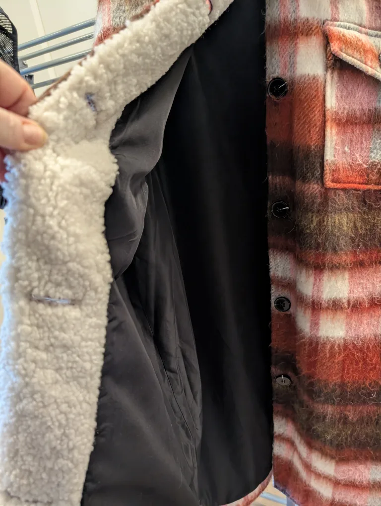 ICHI Plaid Sherpa Lined Jacket - XL image indicator(4)