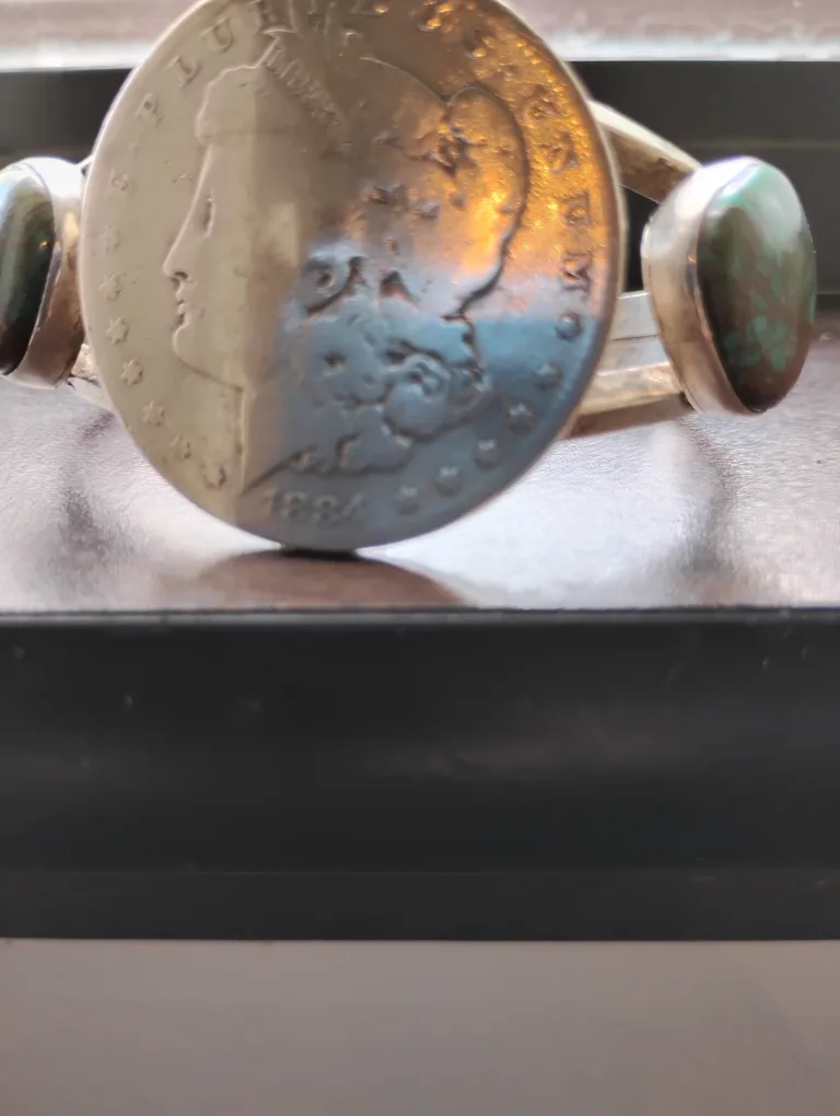 Vintage Coin & Turquoise Bracelet image indicator(3)