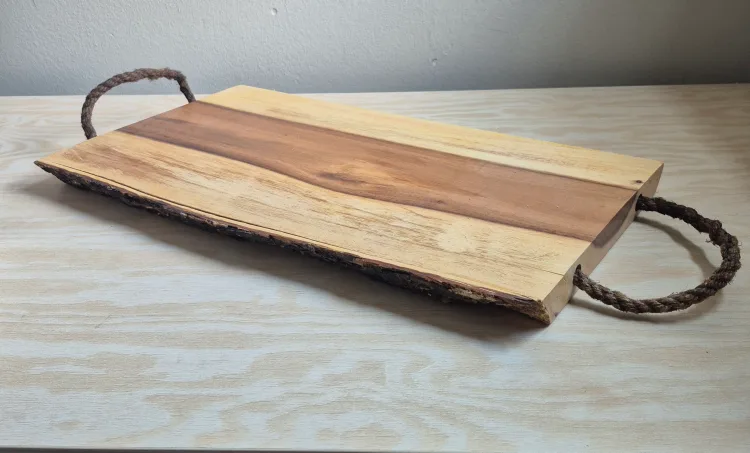 Wooden Serving Tray with Rope Handles thumbnail