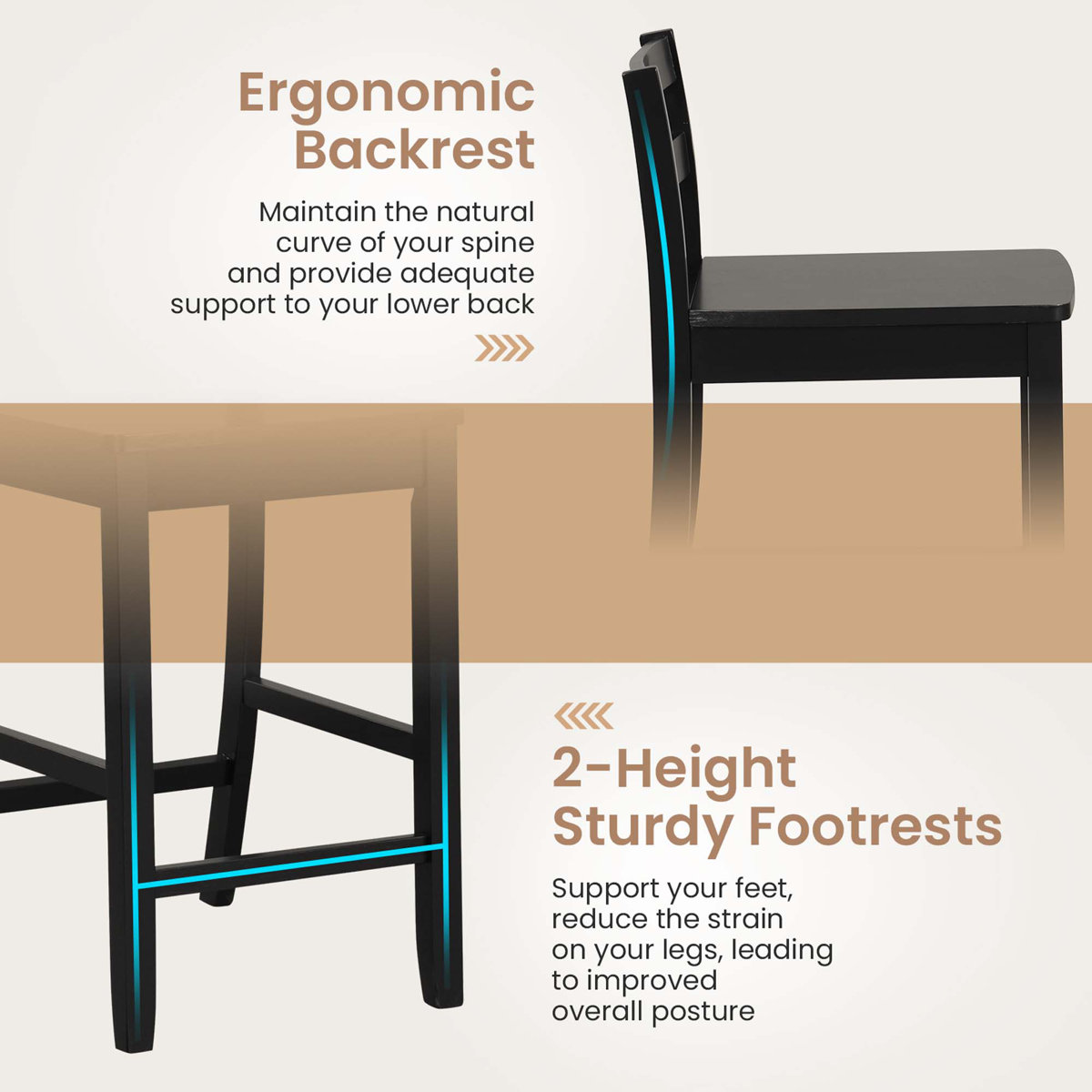 Set of 2 Black Bar Stools - photo 5