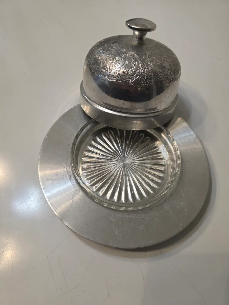 Vintage Silver Plated Butter Dish with Glass Insert thumbnail
