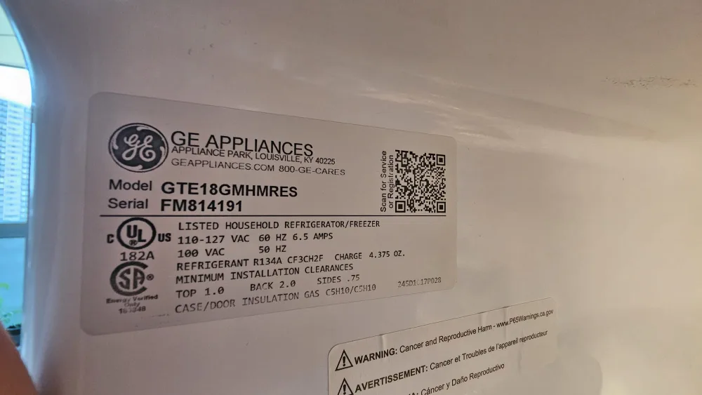 GE GTE18GMHMRES Refrigerator image indicator(5)
