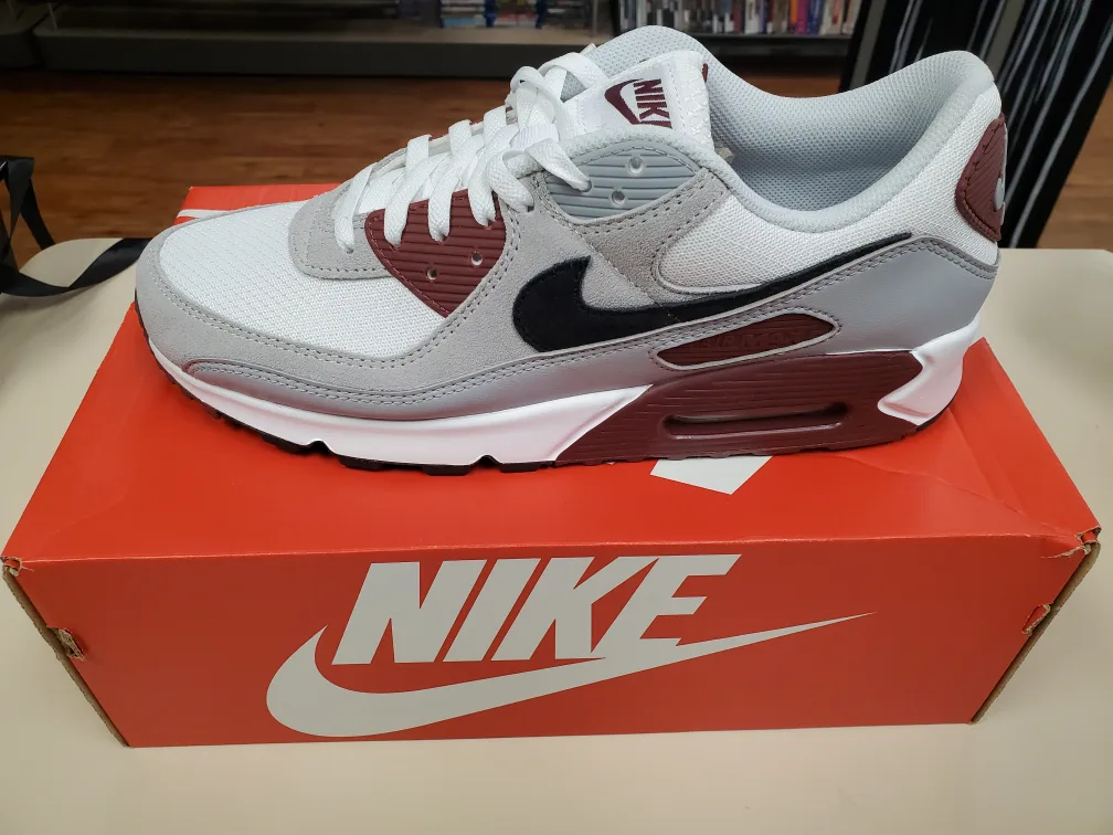 Nike Air Max 90 - Grey/White/Burgundy - With Box New thumbnail