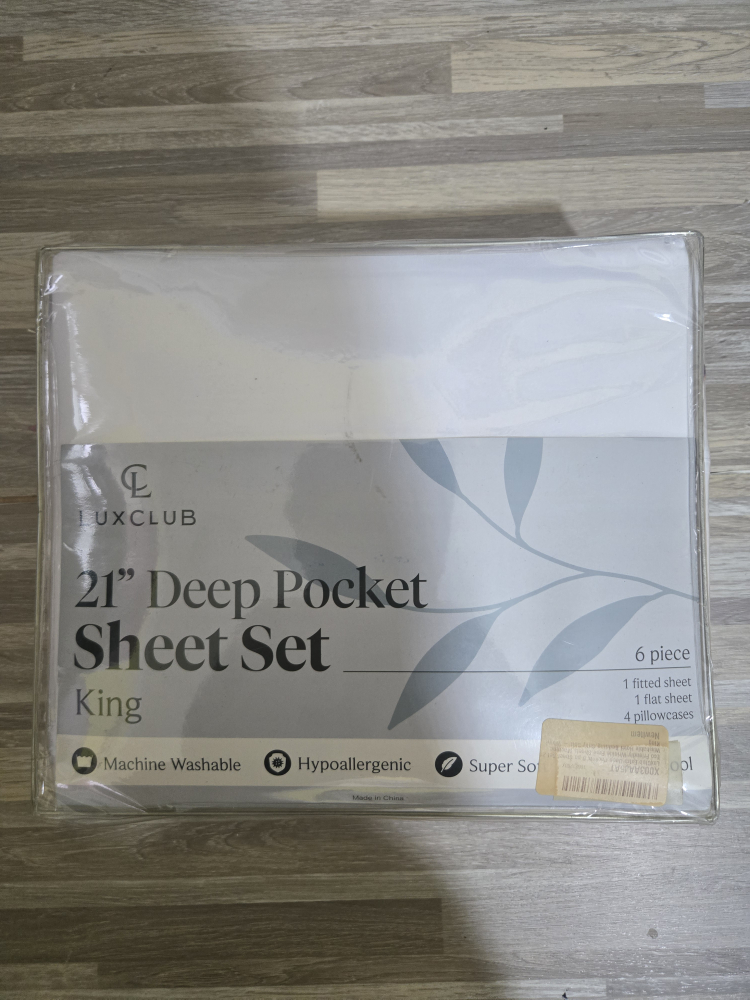 New LUXCLUB 21" Deep Pocket King Sheet Set