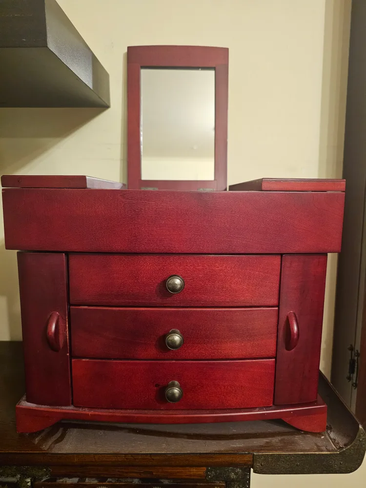 Cherry Wooden Jewellery Box with Mirror thumbnail