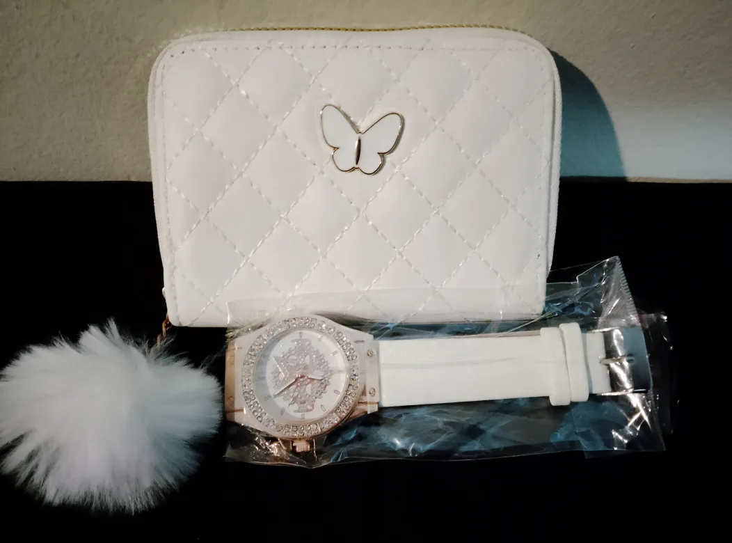 White Butterfly Wallet & Watch Set thumbnail