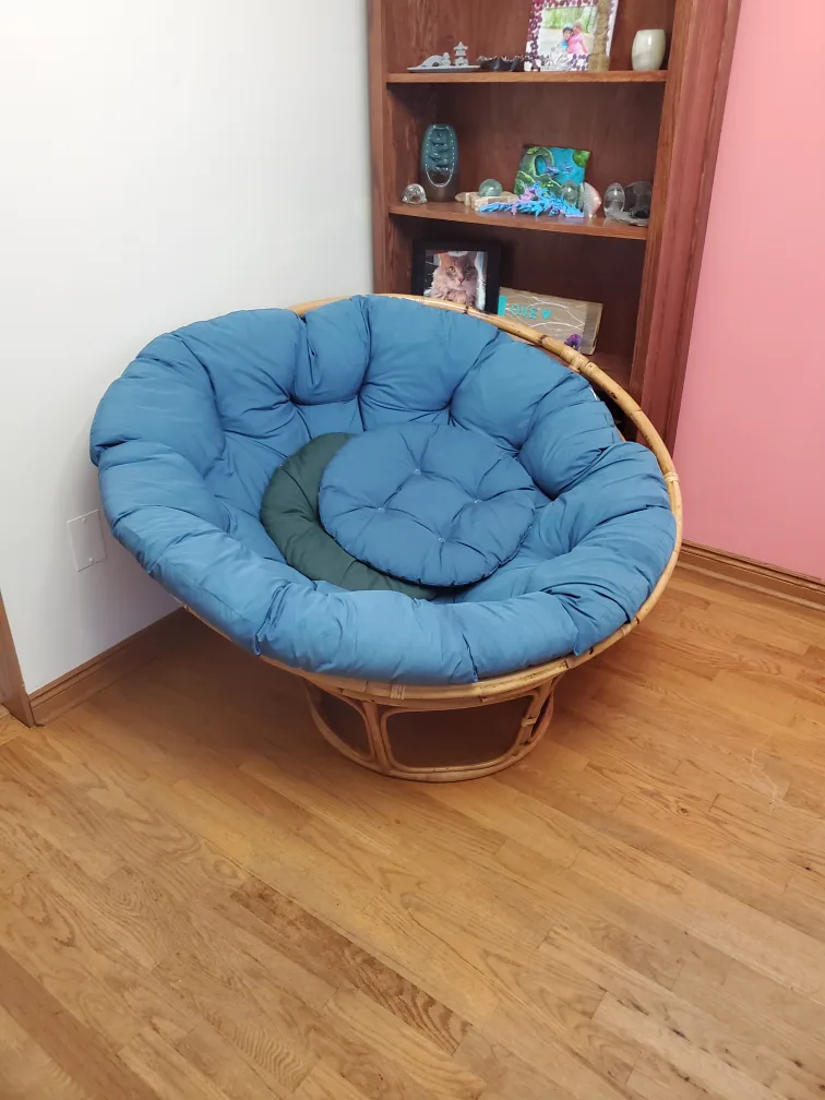 Papasan Chair with Blue Cushion image indicator(4)