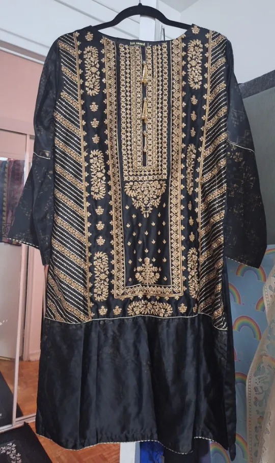 Bin Saeed Formal Black & Gold Kurti - Size M thumbnail