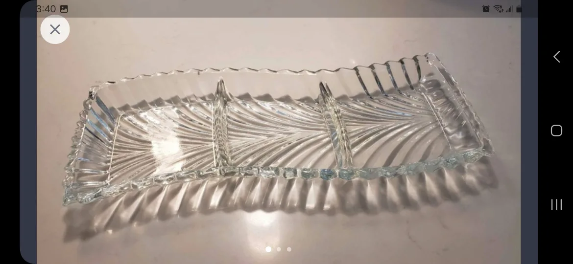 Crystalline Glass Divided Dish - New in Box thumbnail