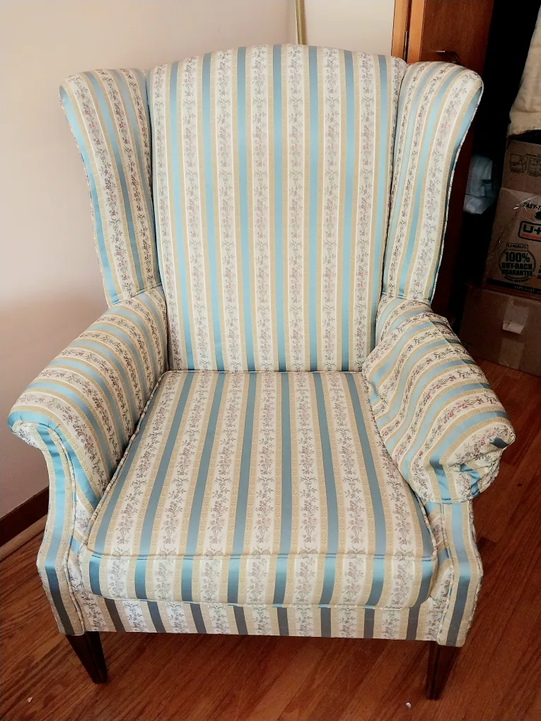 Wingback Armchair - Floral Stripe Pattern thumbnail