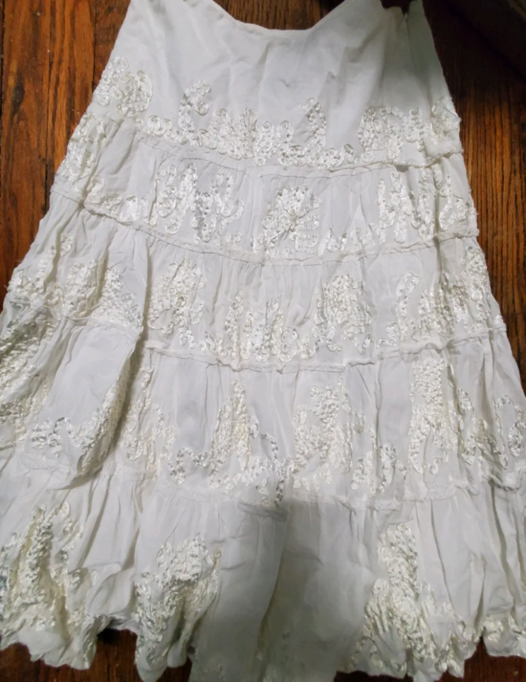 White flowy whimsy midi skirt thumbnail