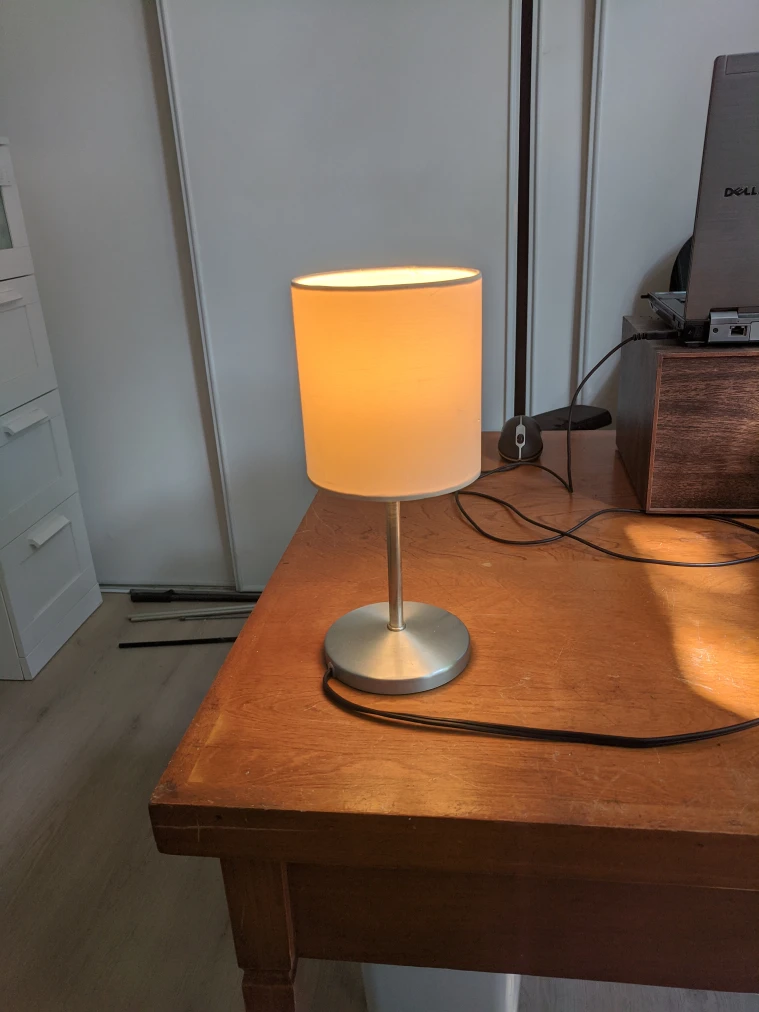 Small Table Lamp with Beige Shade