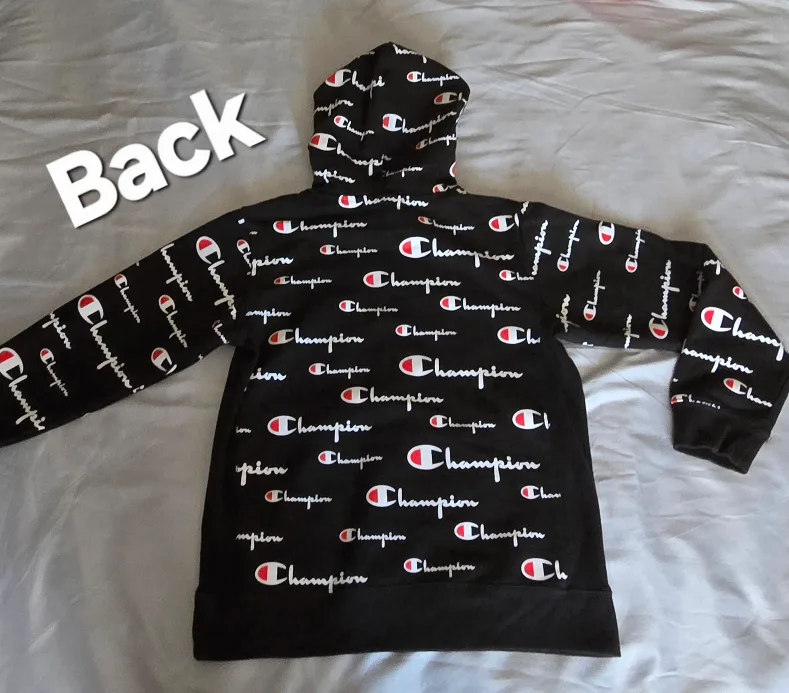 Champion All Over Print Hoodie - Black - Size L Youth image indicator(5)