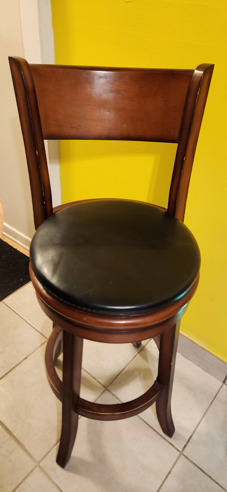 Swivel Bar Stool with Black Seat