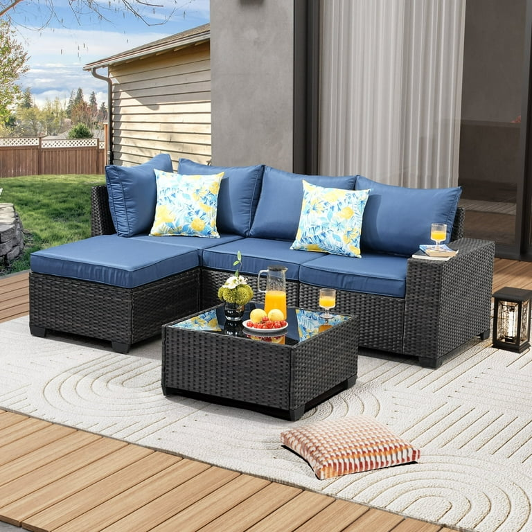 Outdoor Patio Furniture Set - Blue Cushions - photo 2